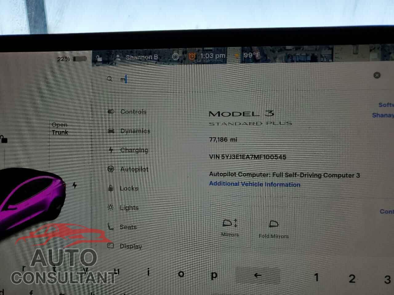TESLA MODEL 3 2021 - 5YJ3E1EA7MF100545
