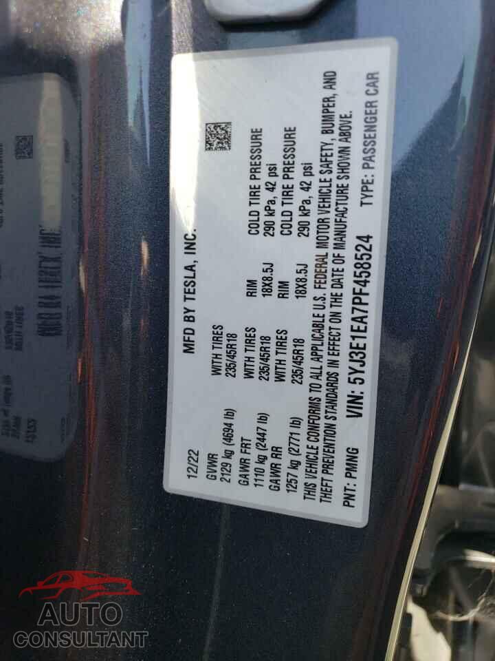 TESLA MODEL 3 2023 - 5YJ3E1EA7PF458524