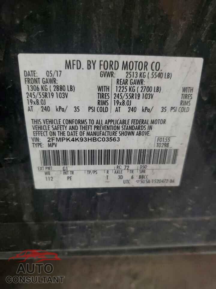 FORD EDGE 2017 - 2FMPK4K93HBC03563