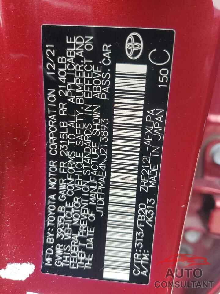 TOYOTA COROLLA 2022 - JTDEPMAE4NJ213893