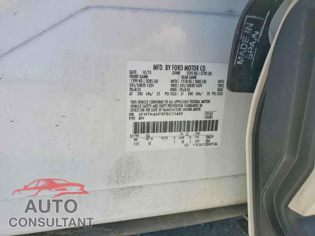 FORD EDGE 2015 - 2FMTK4AP5FBC11420