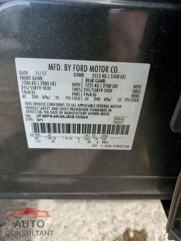 FORD EDGE 2018 - 2FMPK4K98JBB19504