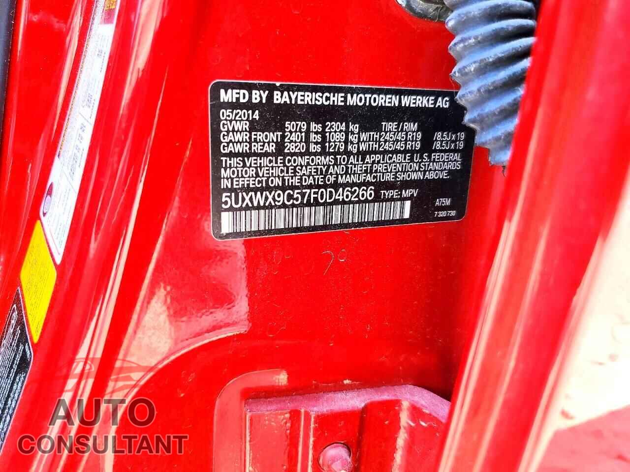 BMW X3 2015 - 5UXWX9C57F0D46266