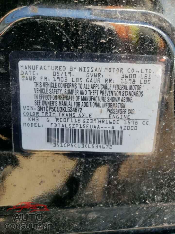 NISSAN KICKS 2019 - 3N1CP5CU3KL534672