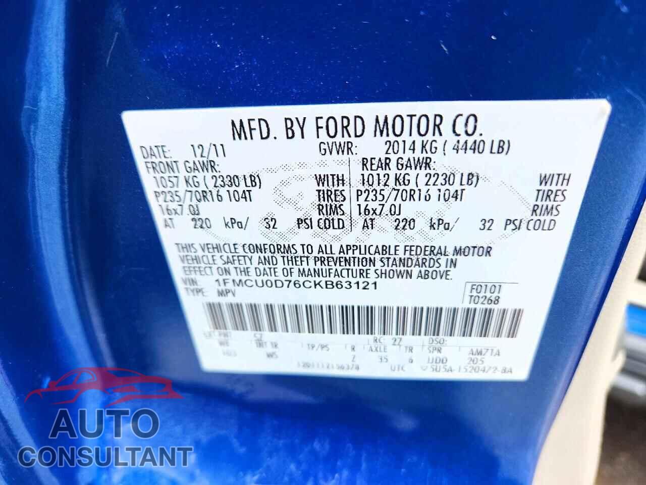 FORD ESCAPE 2012 - 1FMCU0D76CKB63121