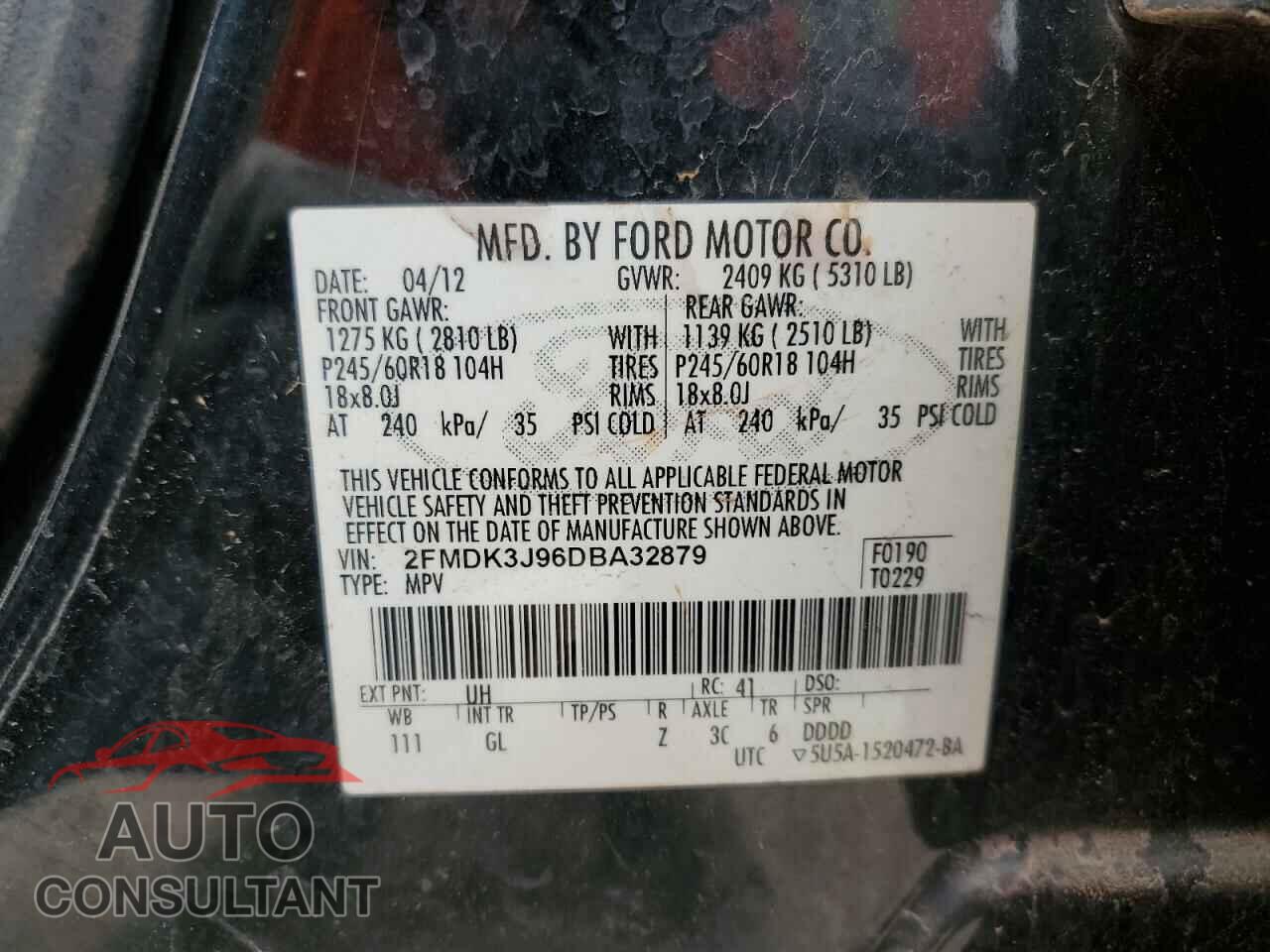FORD EDGE 2013 - 2FMDK3J96DBA32879