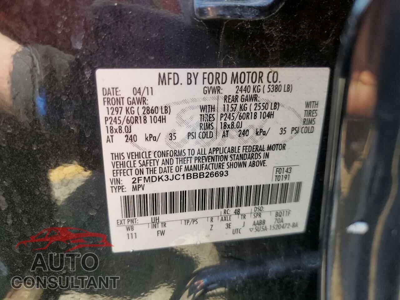 FORD EDGE 2011 - 2FMDK3JC1BBB26693