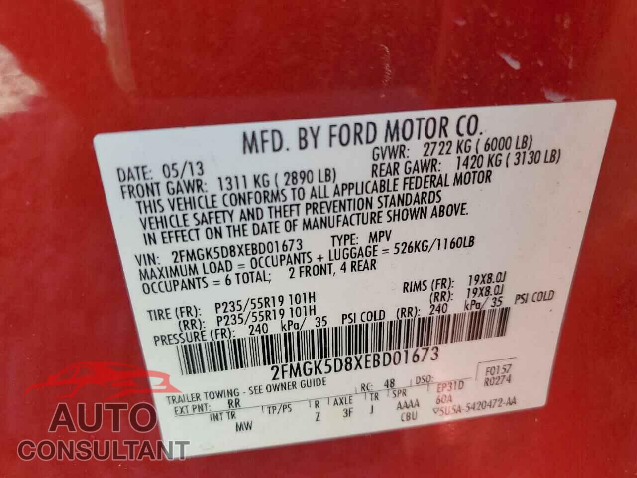 FORD FLEX 2014 - 2FMGK5D8XEBD01673