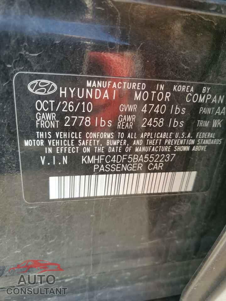 HYUNDAI AZERA 2011 - KMHFC4DF5BA552237