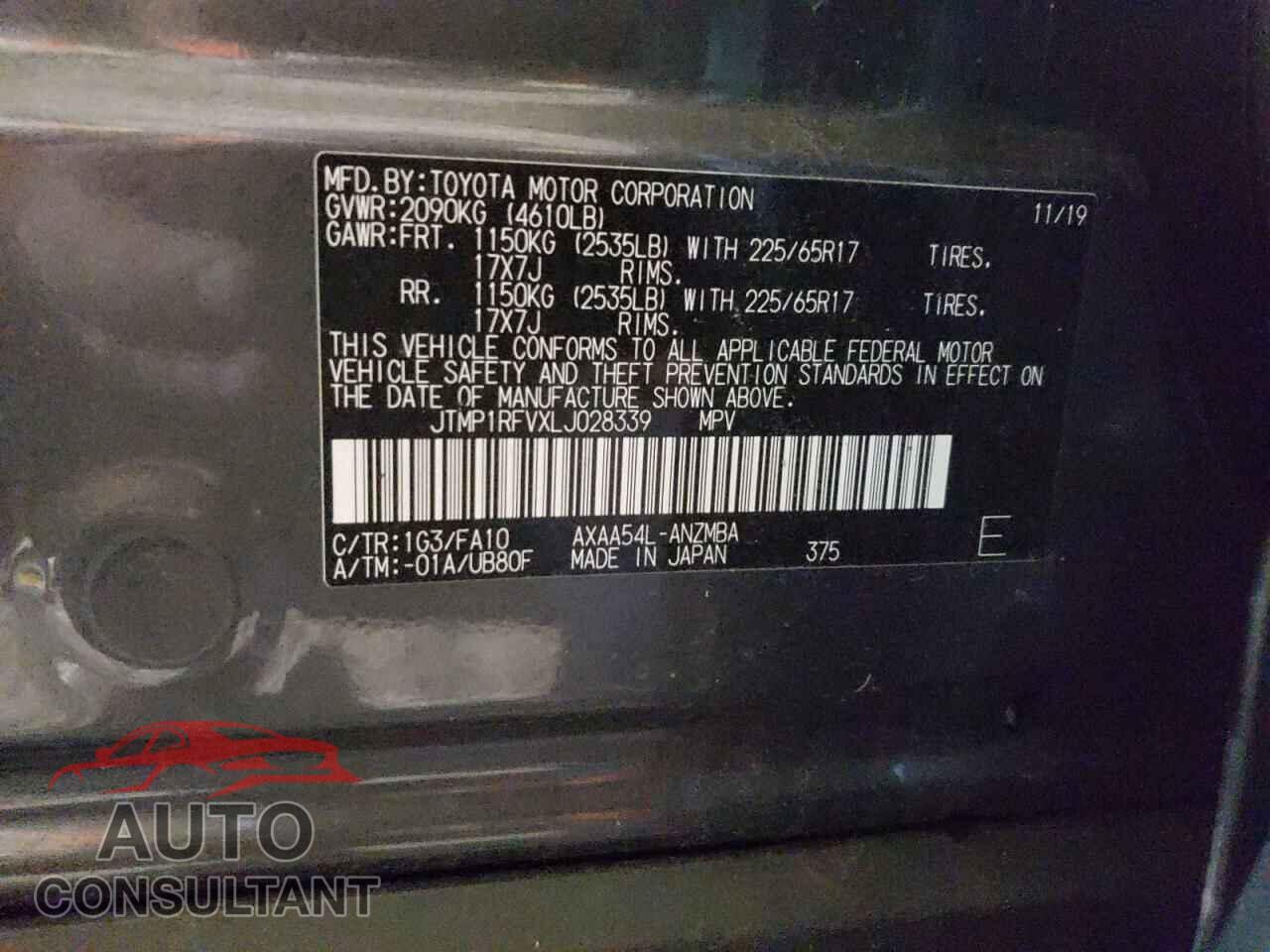 TOYOTA RAV4 2020 - JTMP1RFVXLJ028339