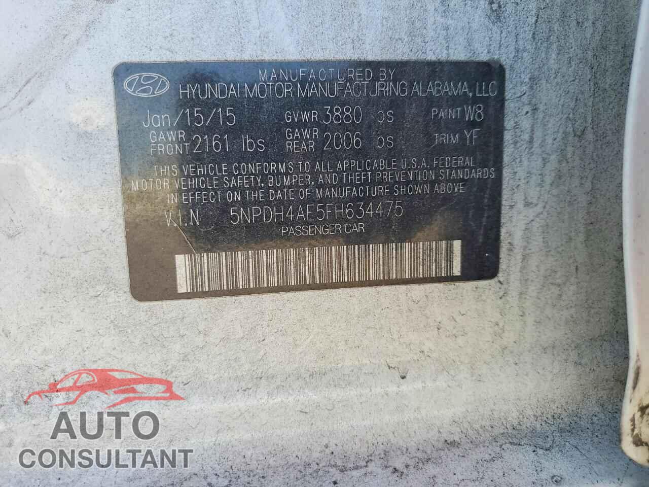 HYUNDAI ELANTRA 2015 - 5NPDH4AE5FH634475