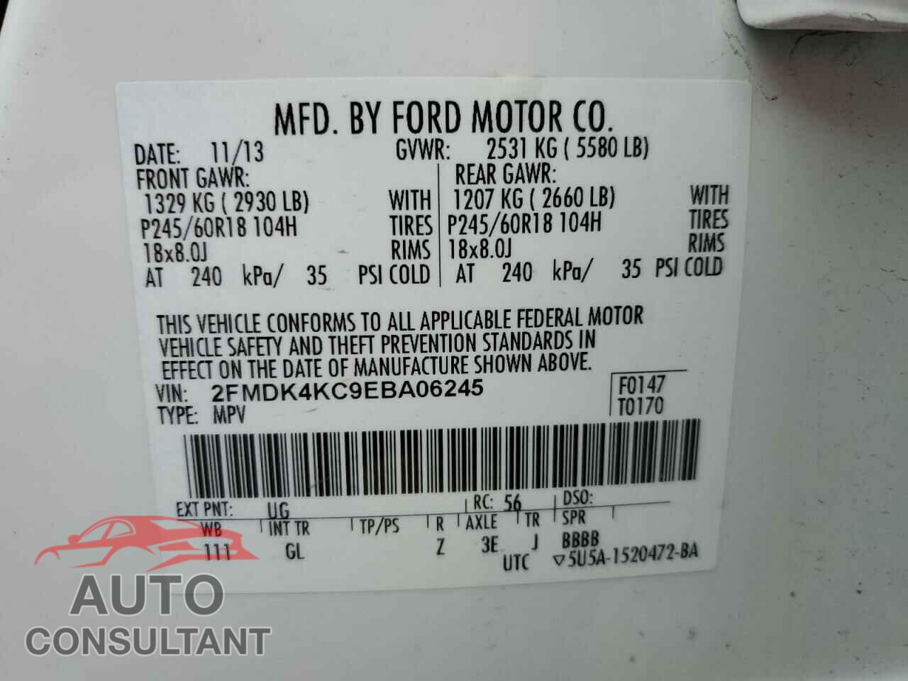 FORD EDGE 2014 - 2FMDK4KC9EBA06245