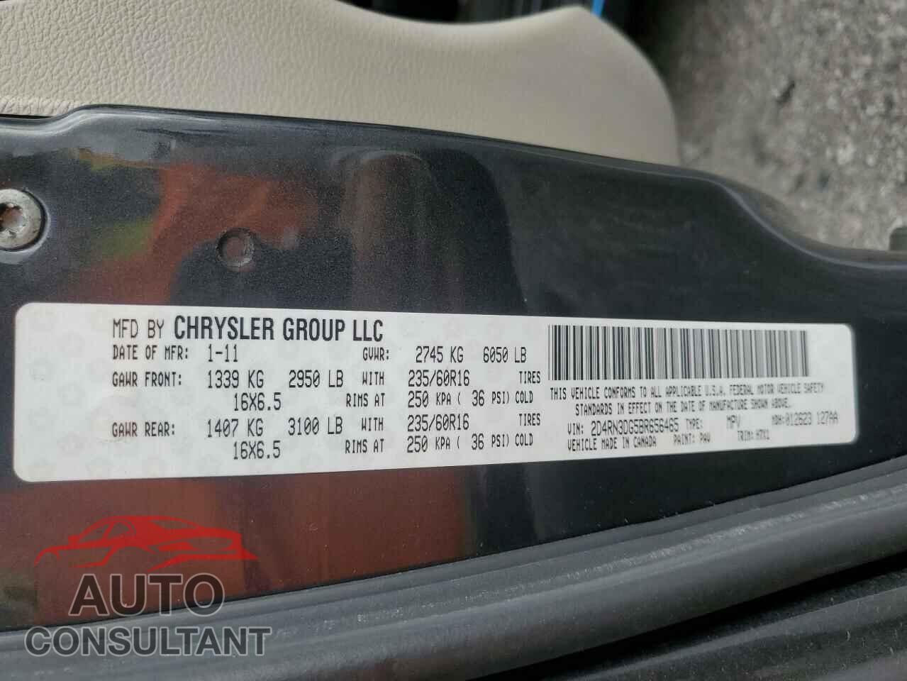 DODGE CARAVAN 2011 - 2D4RN3DG5BR656465