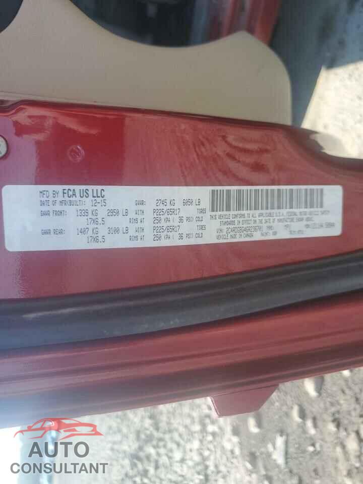 DODGE CARAVAN 2016 - 2C4RDGBG4GR236701
