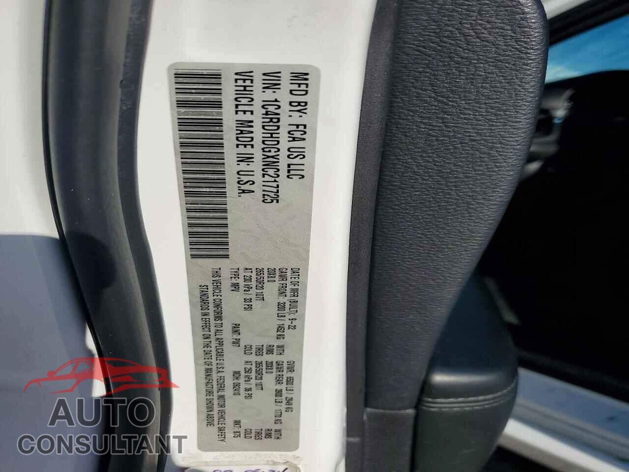 DODGE DURANGO 2022 - 1C4RDHDGXNC217725