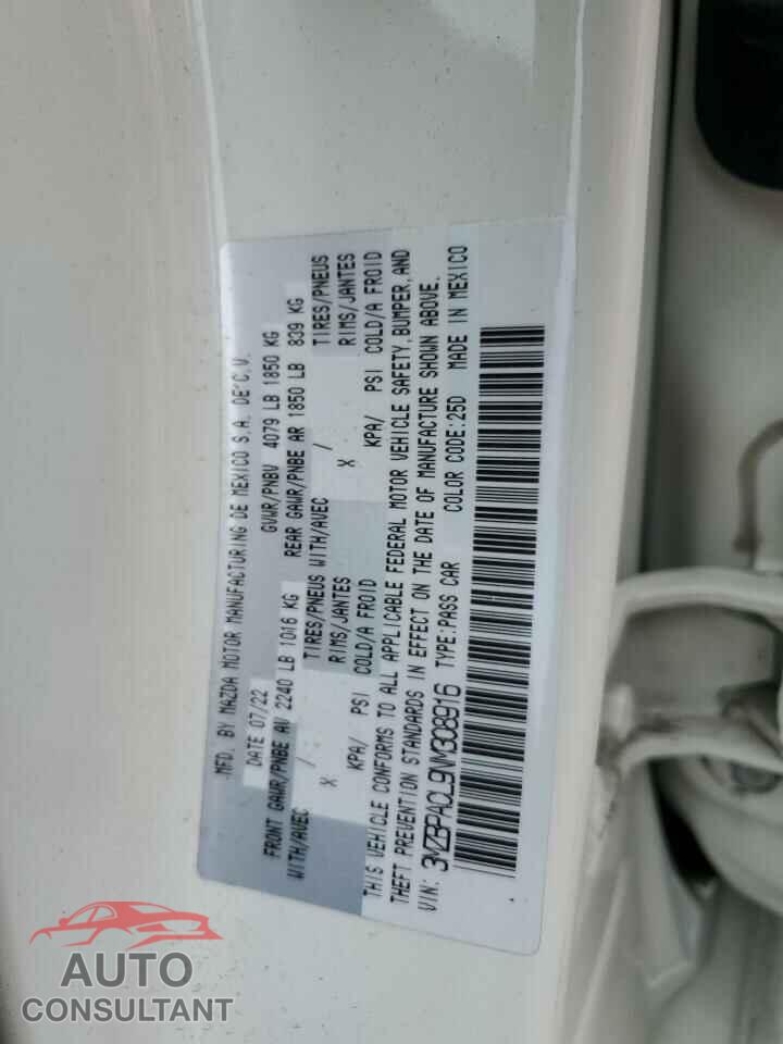 MAZDA 3 2022 - 3MZBPACL9NM308916