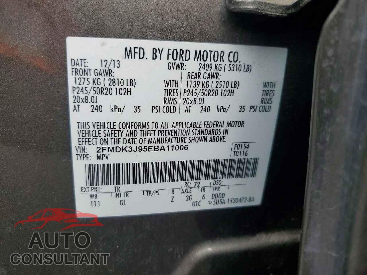 FORD EDGE 2014 - 2FMDK3J95EBA11006