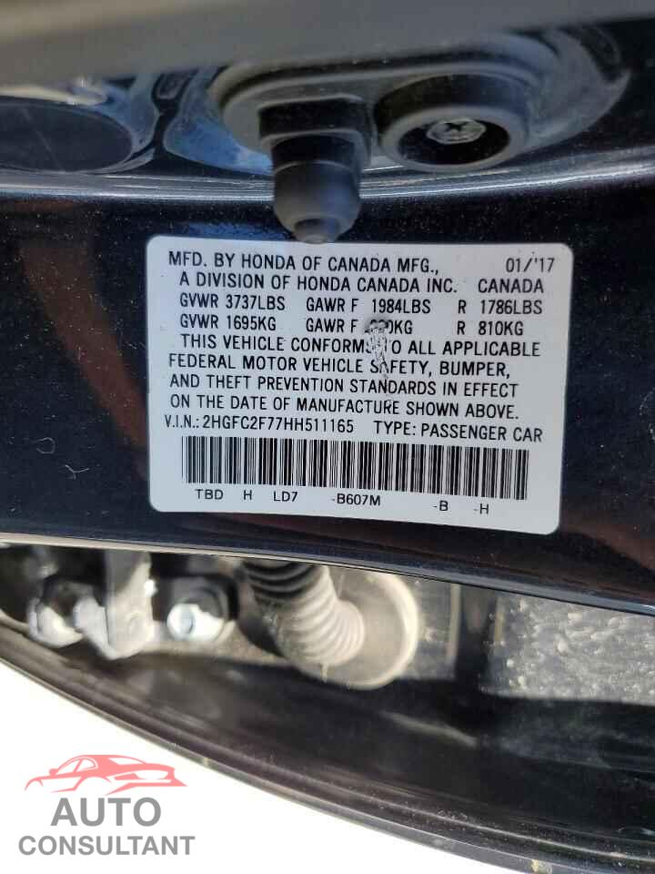 HONDA CIVIC 2017 - 2HGFC2F77HH511165