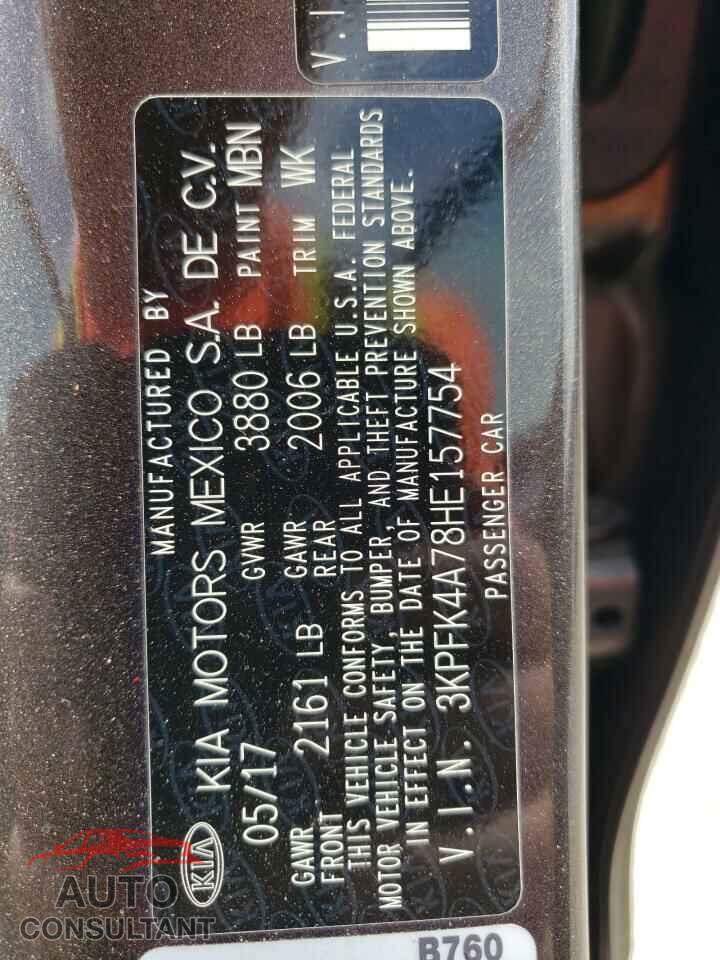 KIA FORTE 2017 - 3KPFK4A78HE157754
