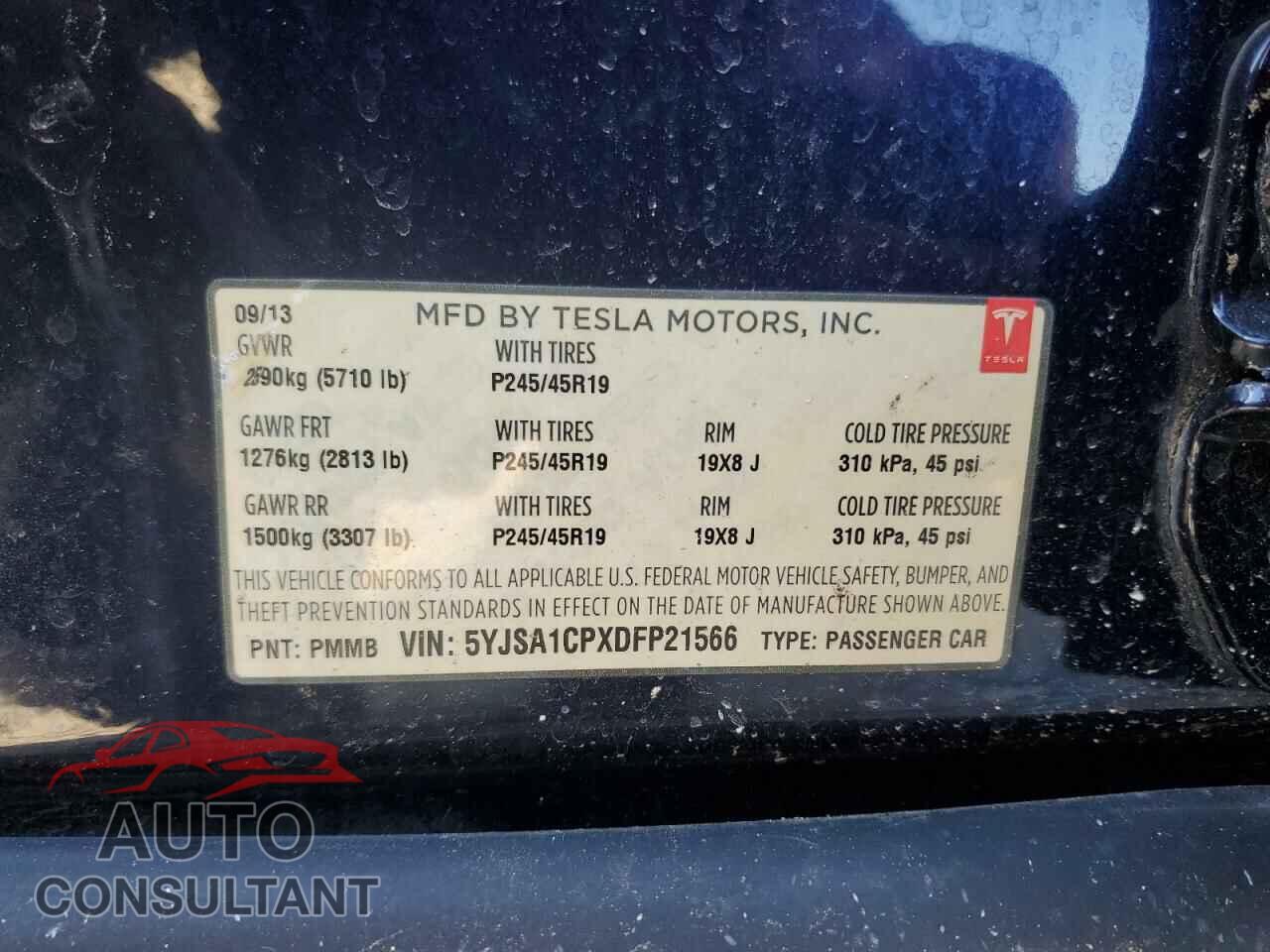 TESLA MODEL S 2013 - 5YJSA1CPXDFP21566