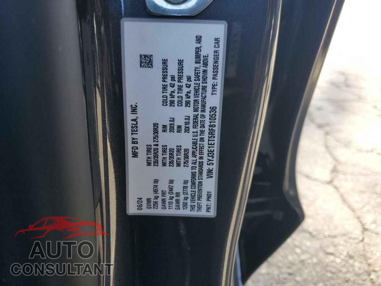 TESLA MODEL 3 2024 - 5YJ3E1ET5RF810536