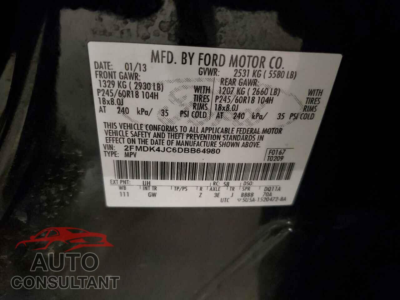 FORD EDGE 2013 - 2FMDK4JC6DBB64980