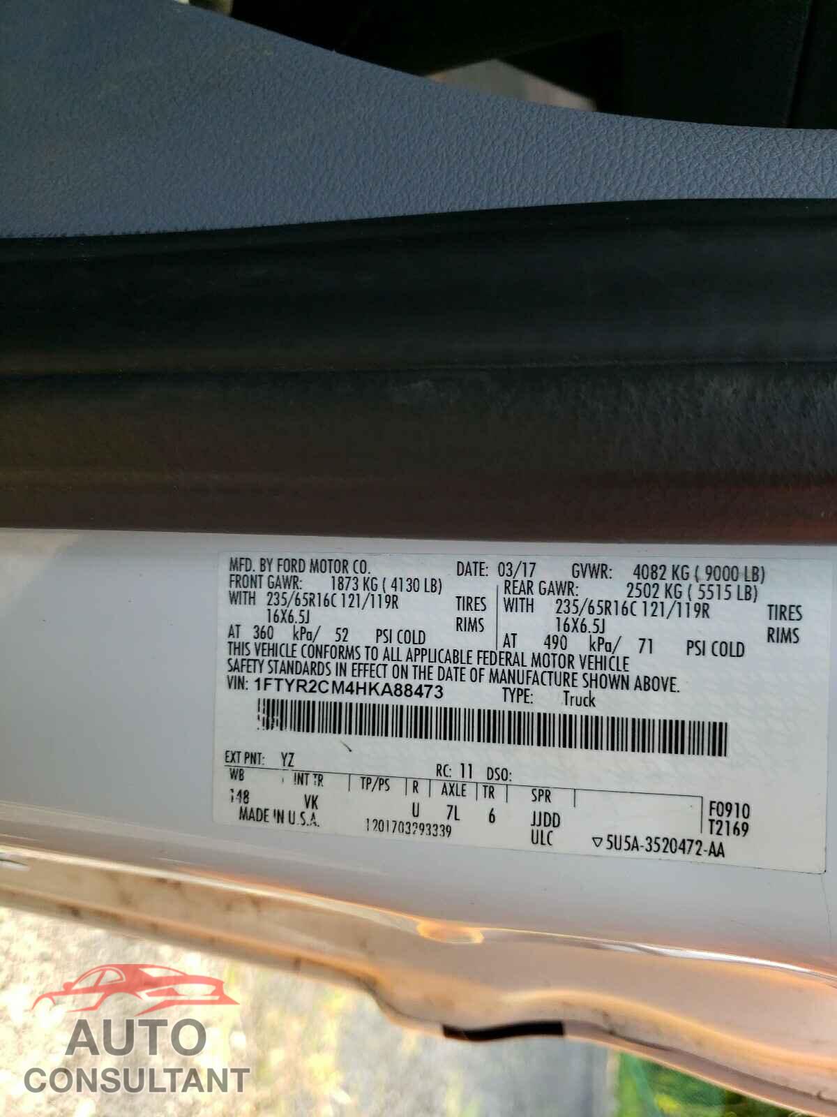 FORD TRANSIT CO 2017 - 1FTYR2CM4HKA88473