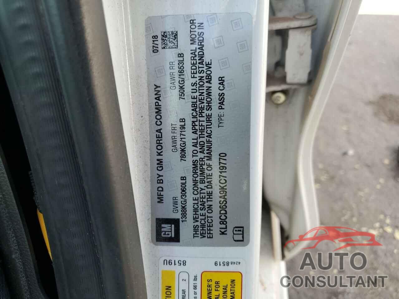 CHEVROLET SPARK 2019 - KL8CD6SA9KC719770