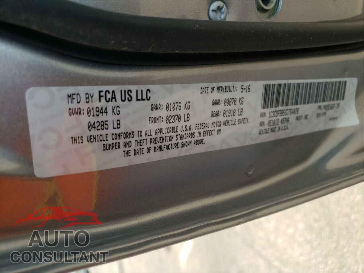 DODGE DART 2016 - 1C3CDFBB5GD764078