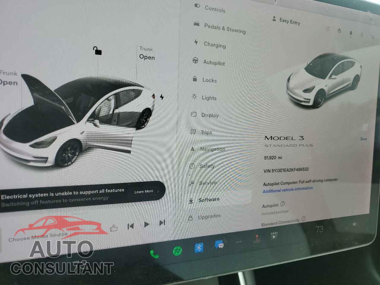 TESLA MODEL 3 2019 - 5YJ3E1EA2KF486532