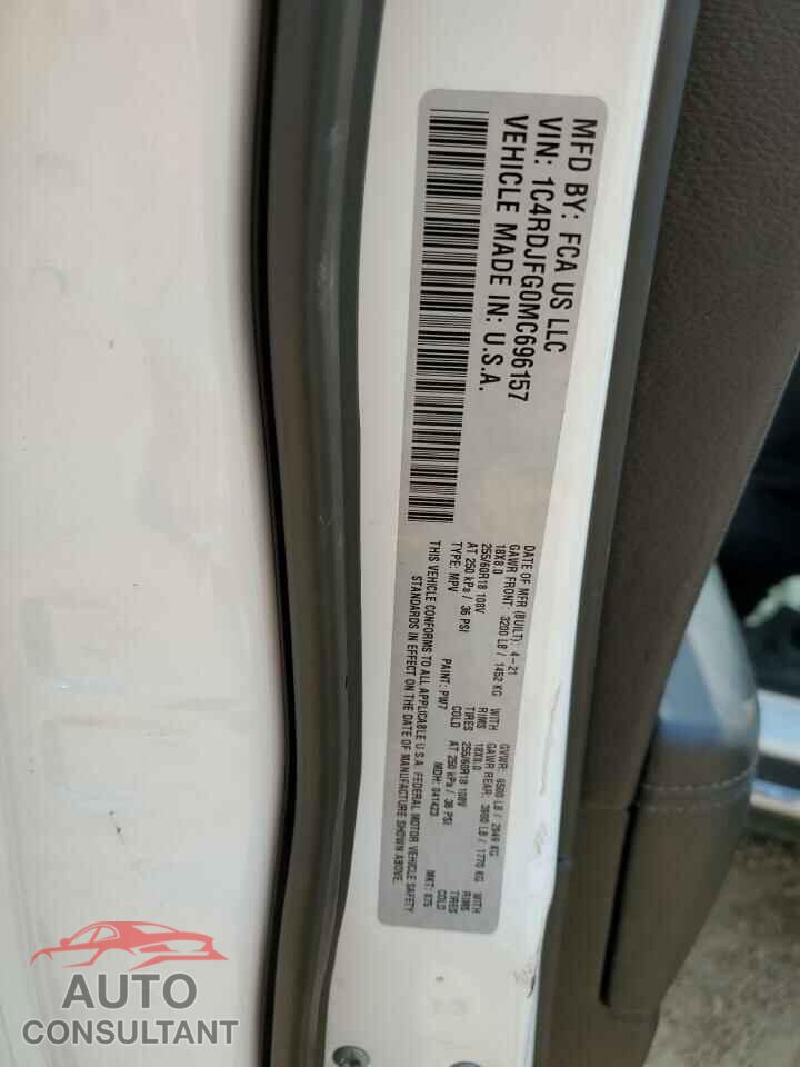 DODGE DURANGO 2021 - 1C4RDJFG0MC696157