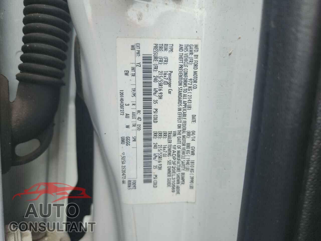 FORD FOCUS 2014 - 1FADP3F20EL310569