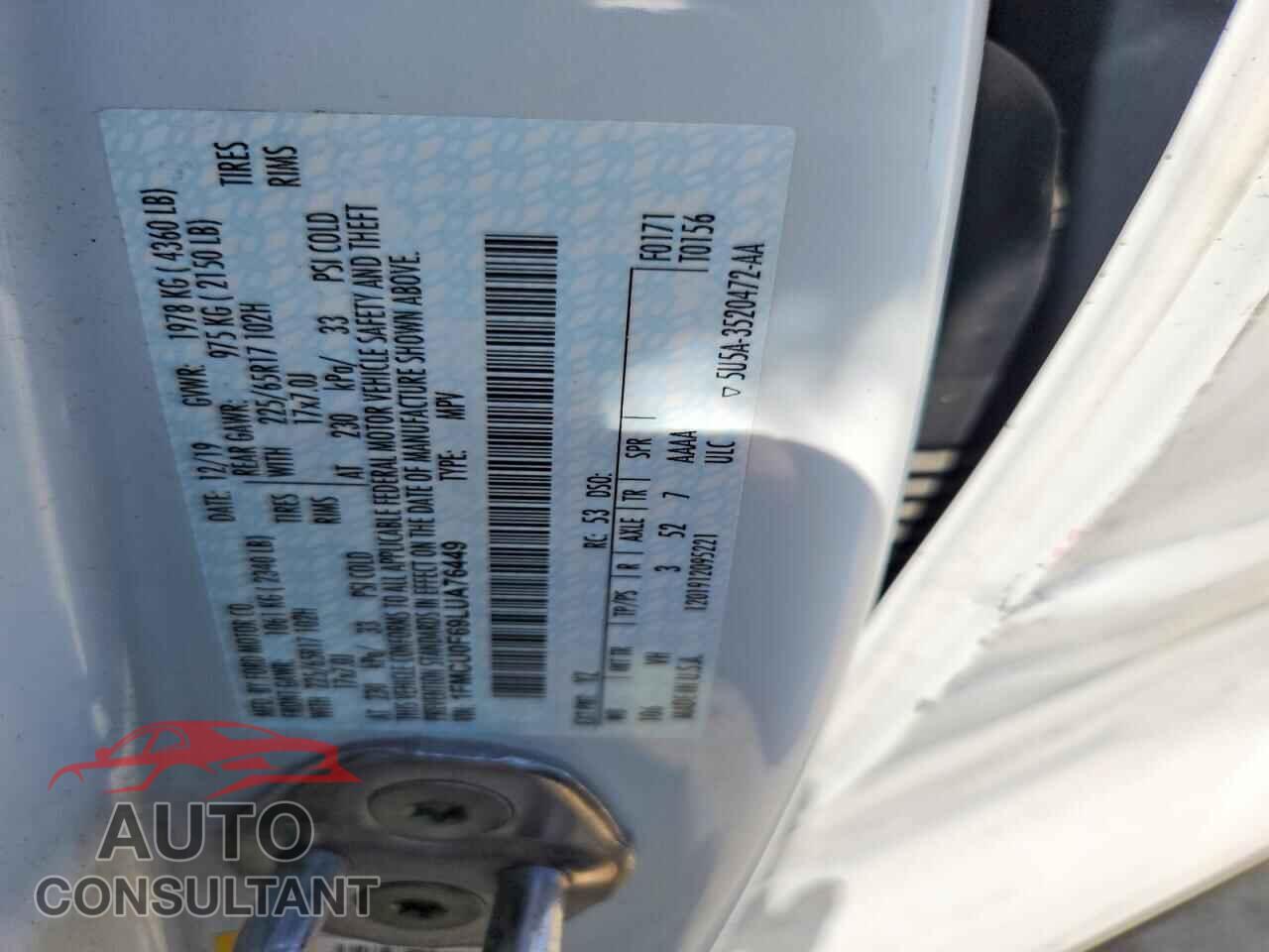 FORD ESCAPE 2020 - 1FMCU0F69LUA76449