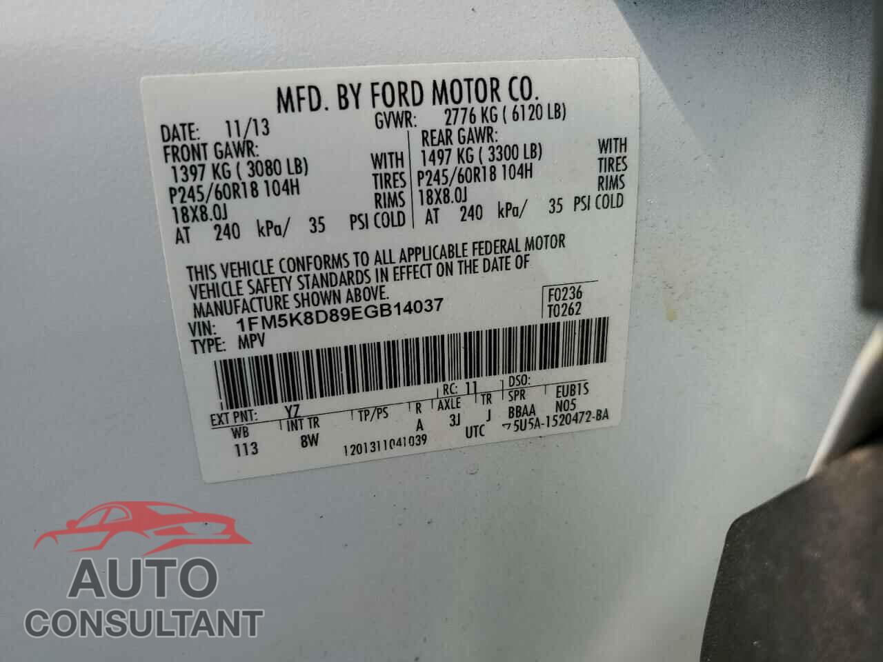 FORD EXPLORER 2014 - 1FM5K8D89EGB14037