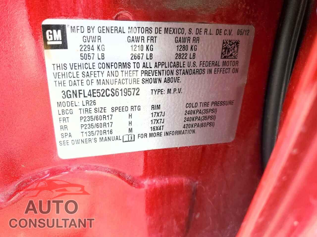 CHEVROLET CAPTIVA 2012 - 3GNFL4E52CS619572