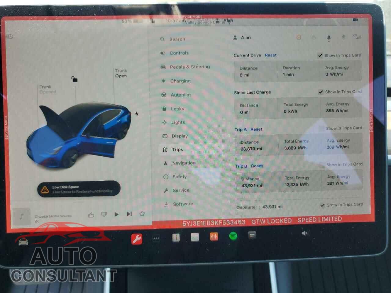 TESLA MODEL 3 2019 - 5YJ3E1EB3KF533463