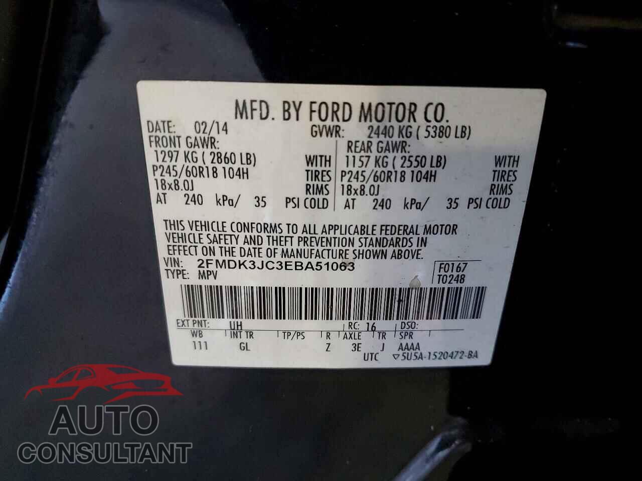 FORD EDGE 2014 - 2FMDK3JC3EBA51063