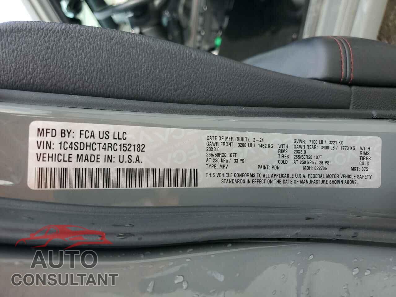 DODGE DURANGO 2024 - 1C4SDHCT4RC152182