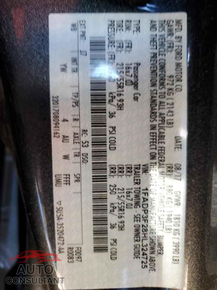 FORD FOCUS 2017 - 1FADP3F28HL324725