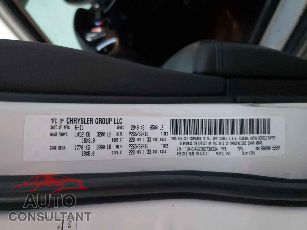 DODGE DURANGO 2011 - 1D4RD4GG3BC730334