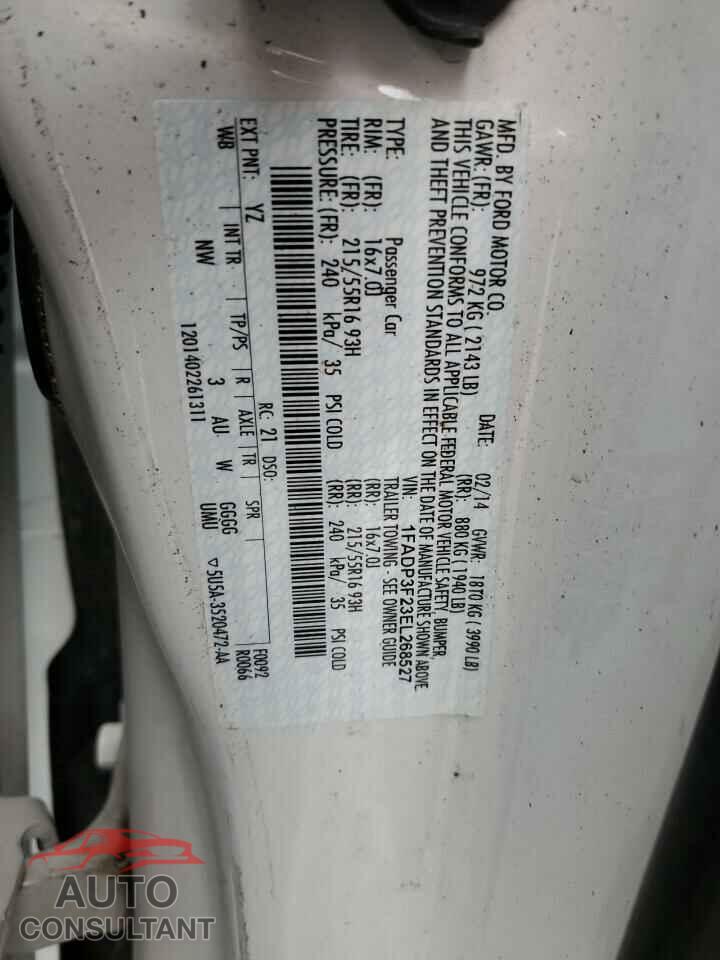 FORD FOCUS 2014 - 1FADP3F23EL268527