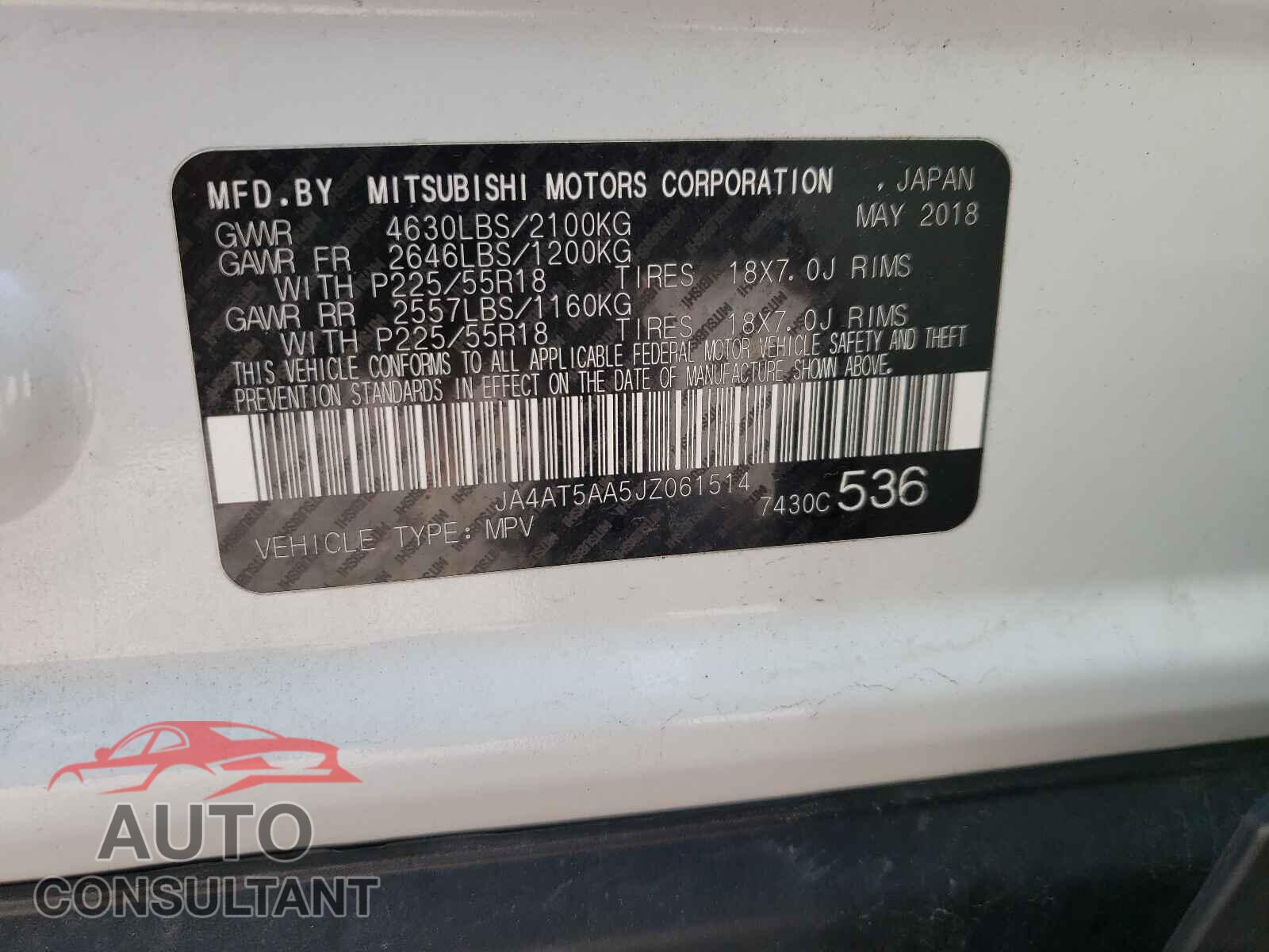 MITSUBISHI ECLIPSE 2018 - JA4AT5AA5JZ061514