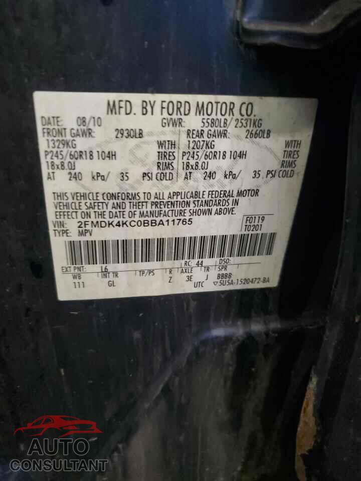 FORD EDGE 2011 - 2FMDK4KC0BBA11765