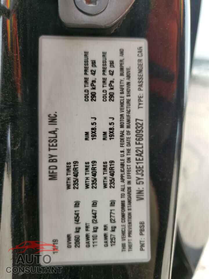 TESLA MODEL 3 2020 - 5YJ3E1EA2LF609327