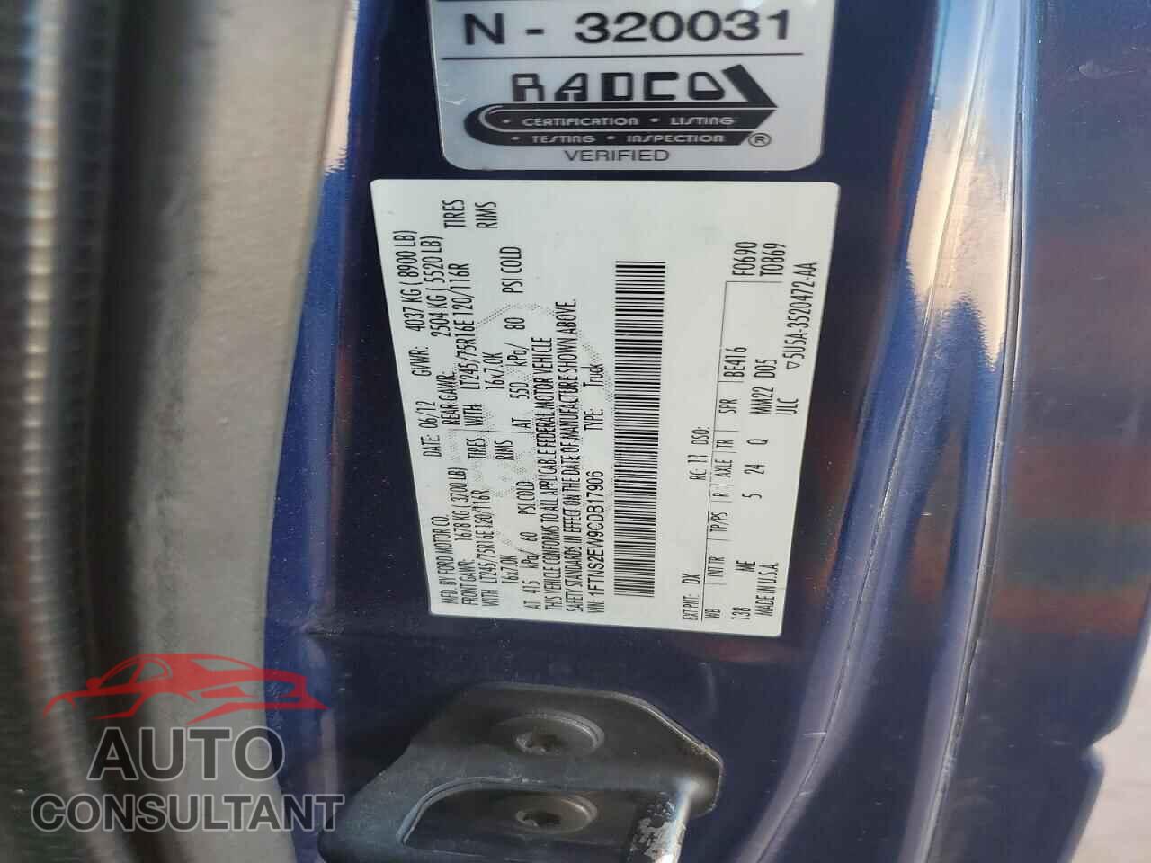 FORD ECONOLINE 2012 - 1FTNS2EW9CDB17906