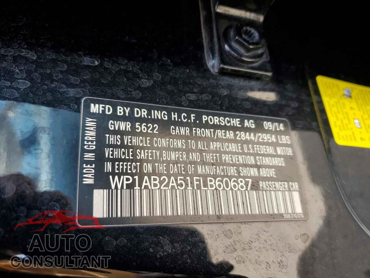 PORSCHE MACAN 2015 - WP1AB2A51FLB60687