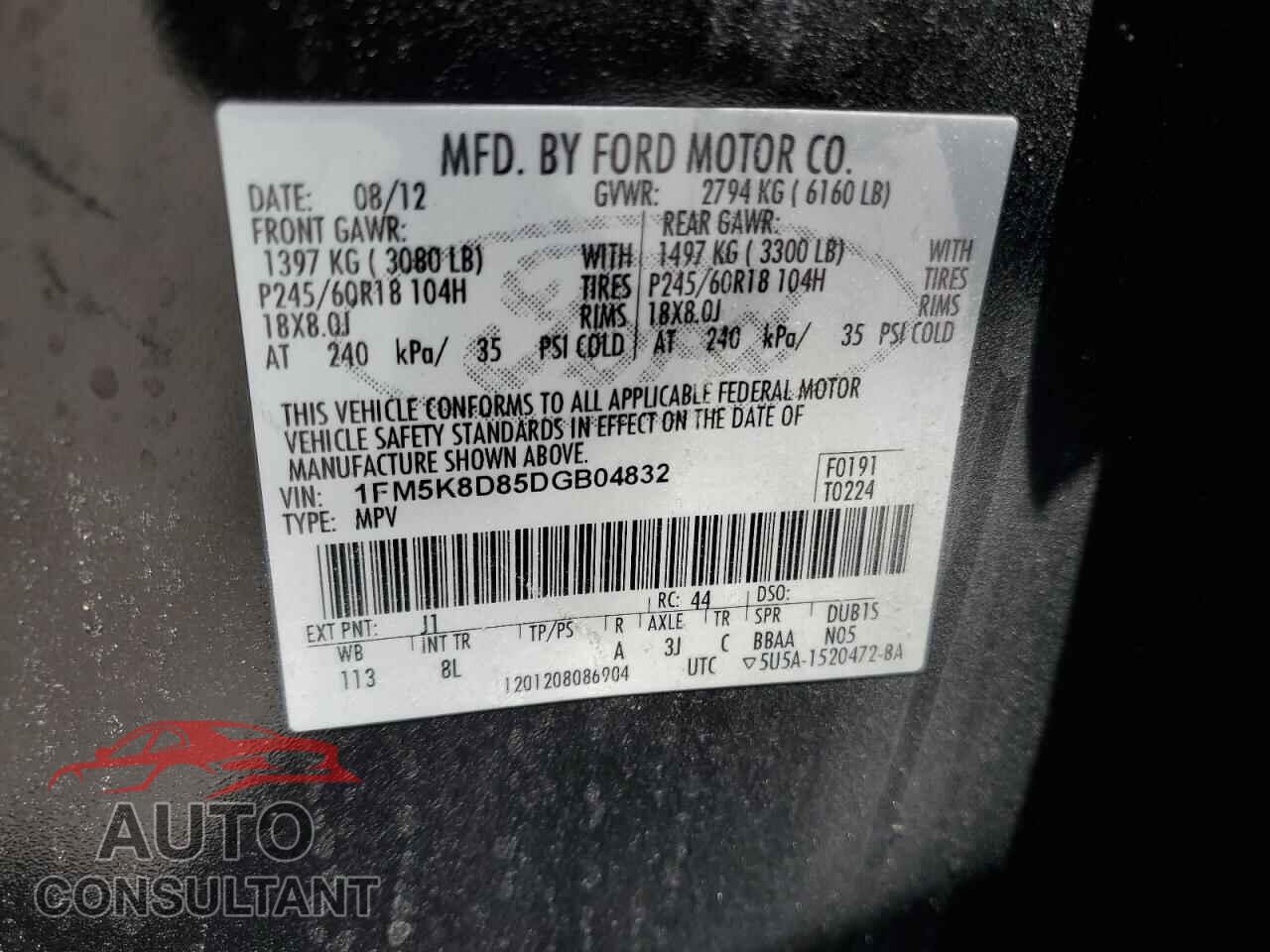 FORD EXPLORER 2013 - 1FM5K8D85DGB04832