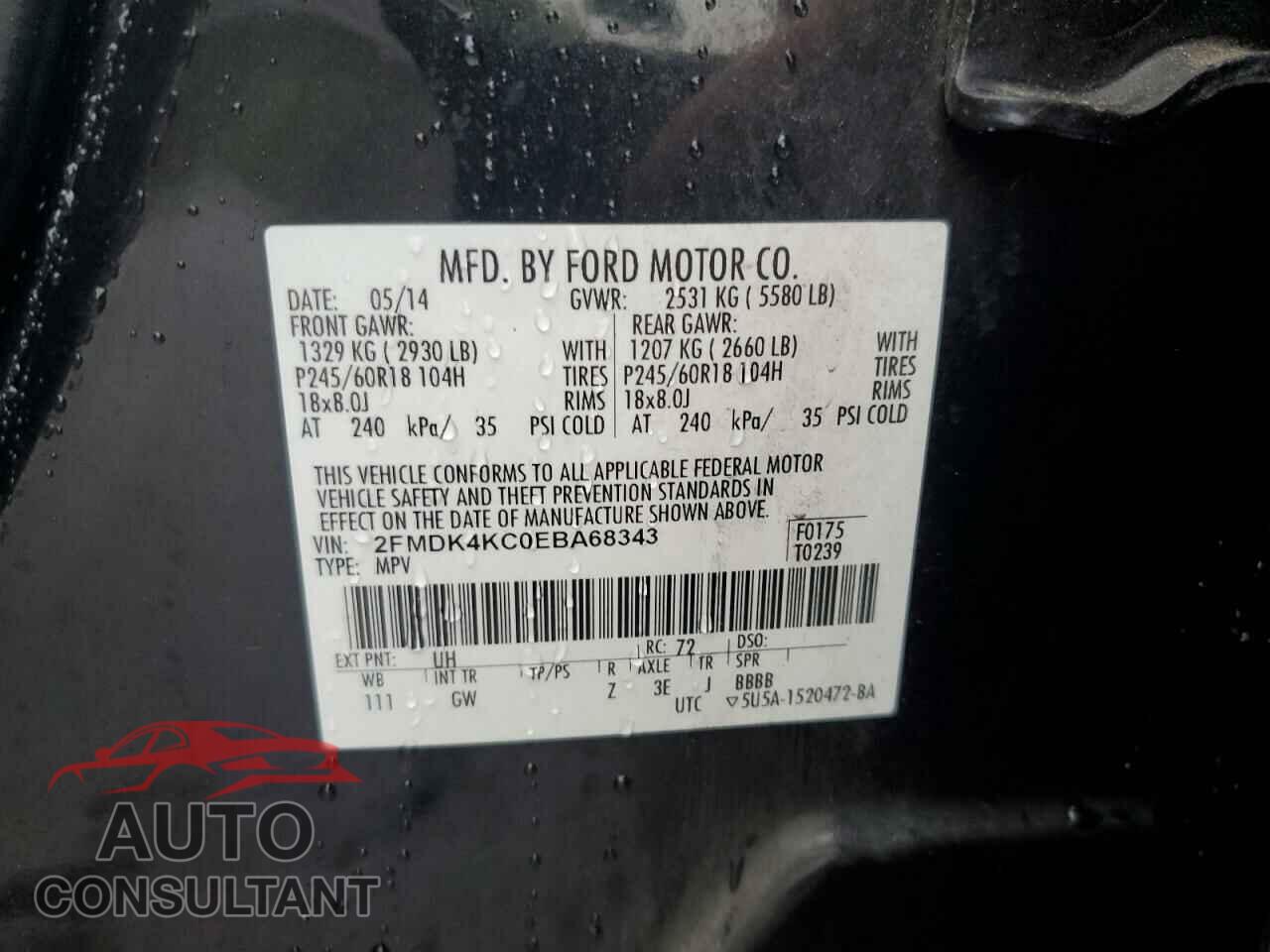 FORD EDGE 2014 - 2FMDK4KC0EBA68343