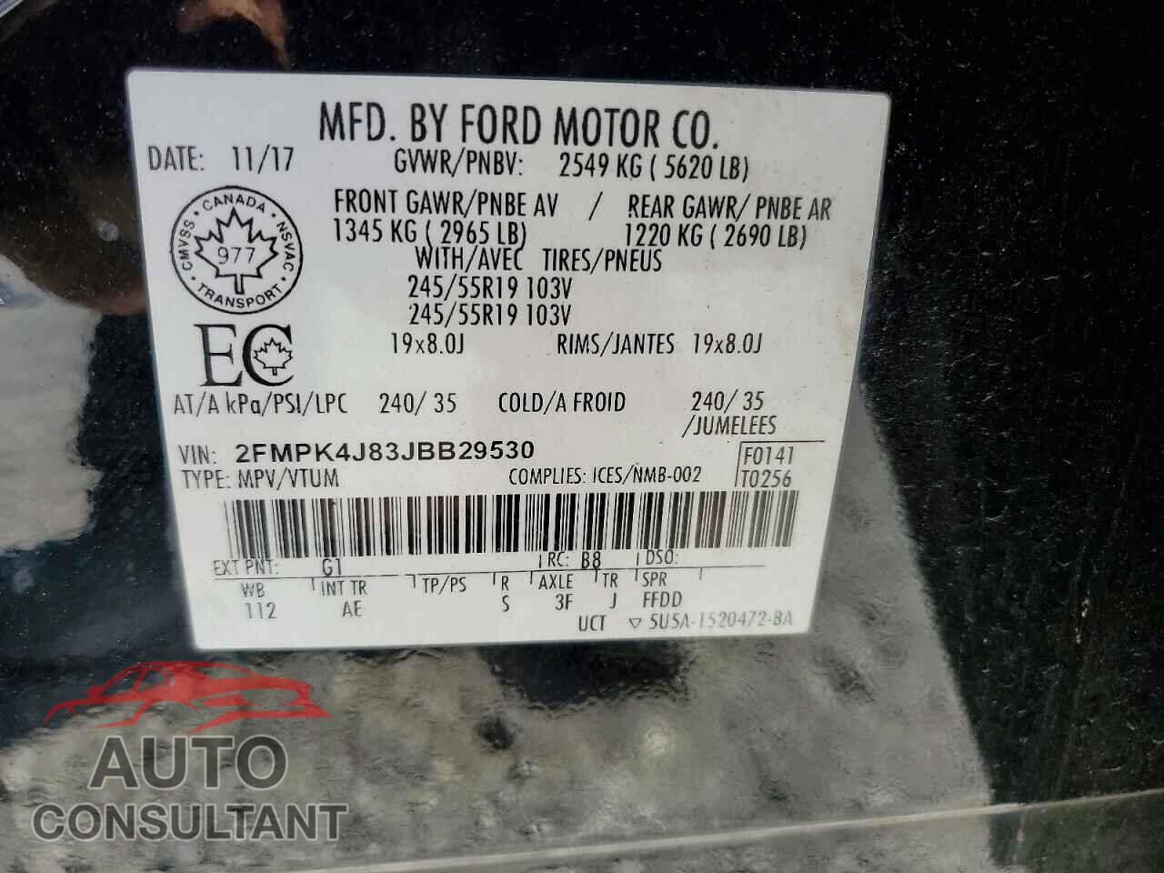 FORD EDGE 2018 - 2FMPK4J83JBB29530