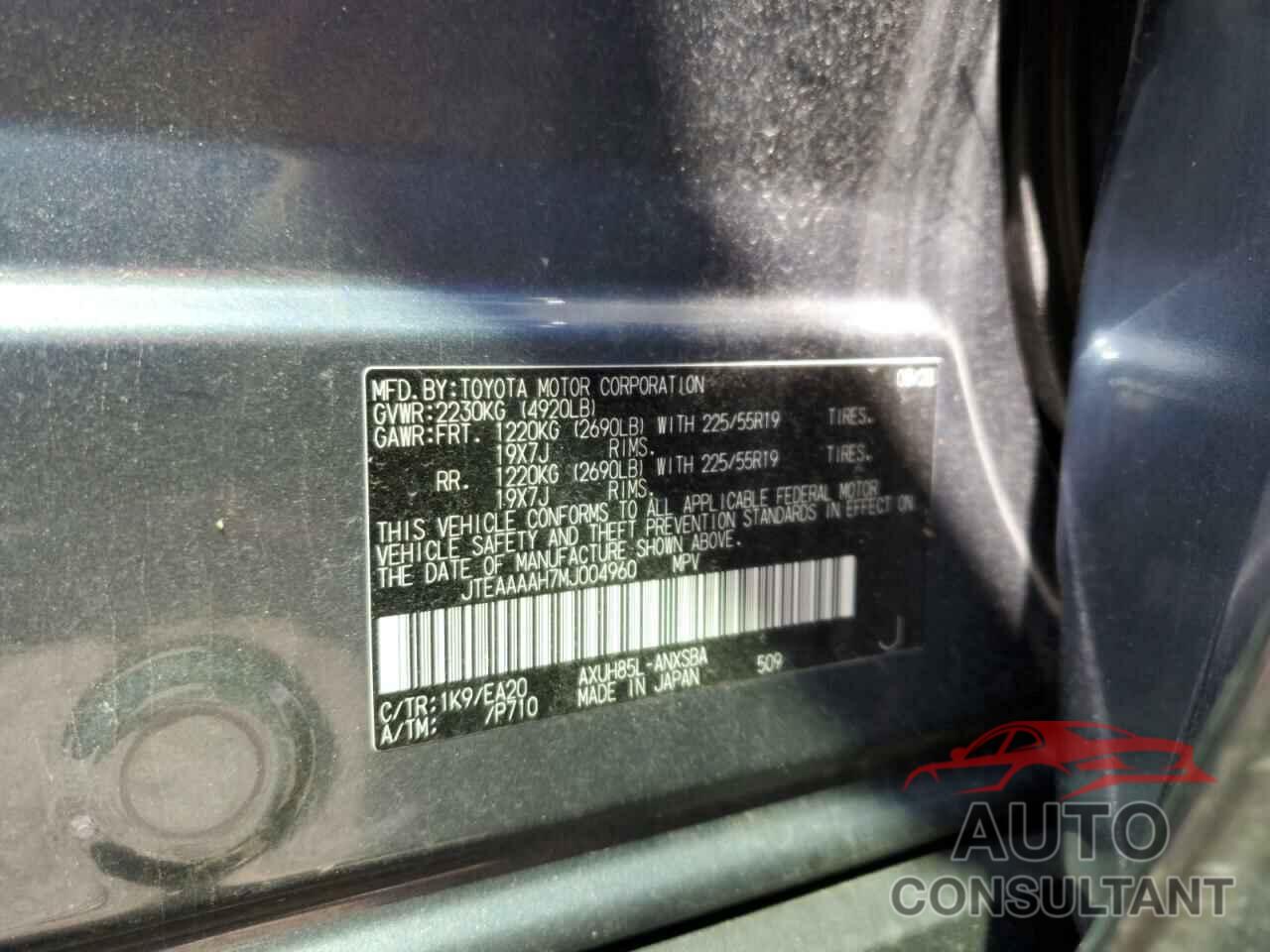 TOYOTA VENZA 2021 - JTEAAAAH7MJ004960